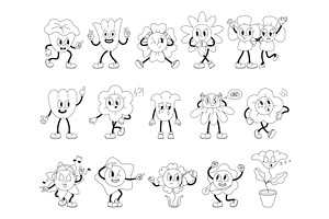 Funny groovy floral characters, an Object Illustration by Valerie Bodnar