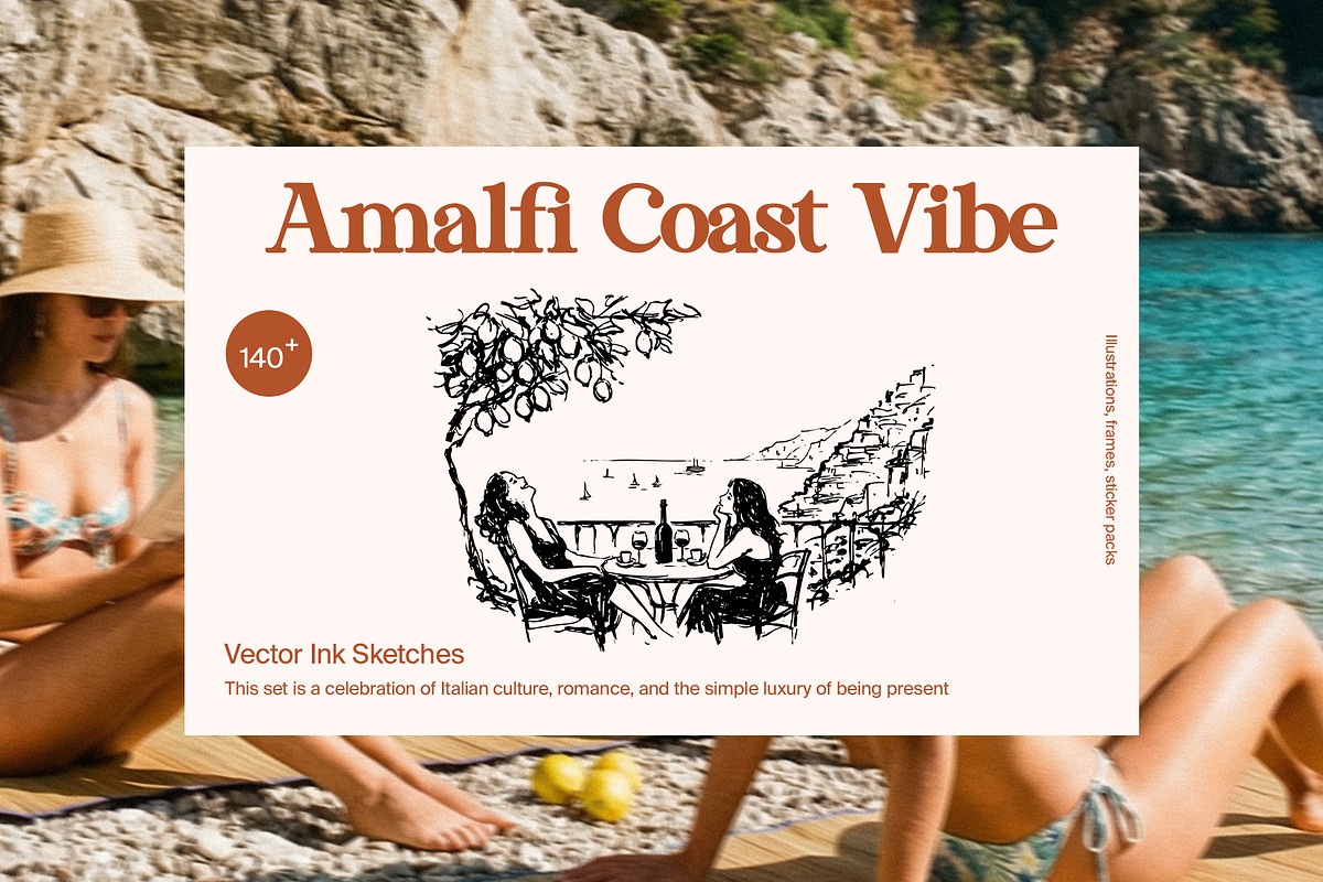 Amalfi Vibe: Vector Ink Sketches, an Object Graphic by divanovskaya_nv (Photo 1 of 20)