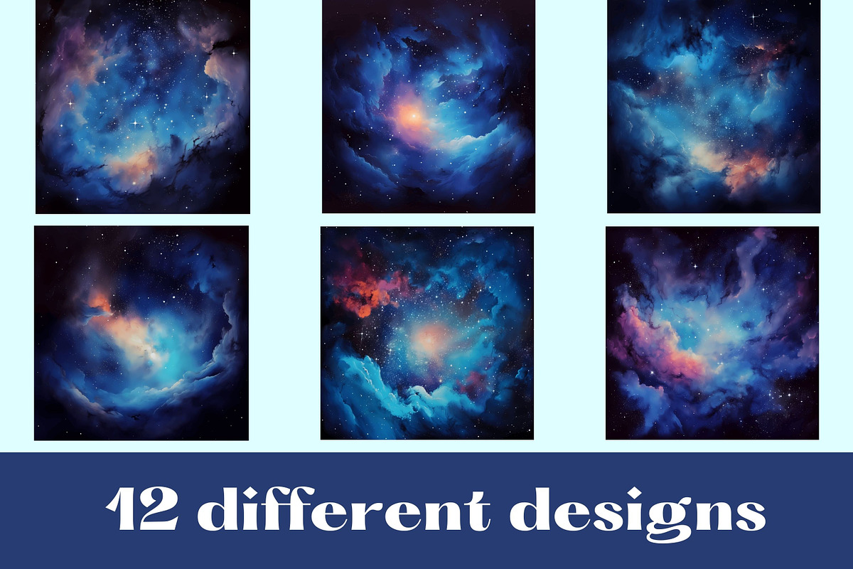 BLUE GALAXIES space backgrounds, a Background Graphic by Mermaids Cove (Photo 3 of 9)