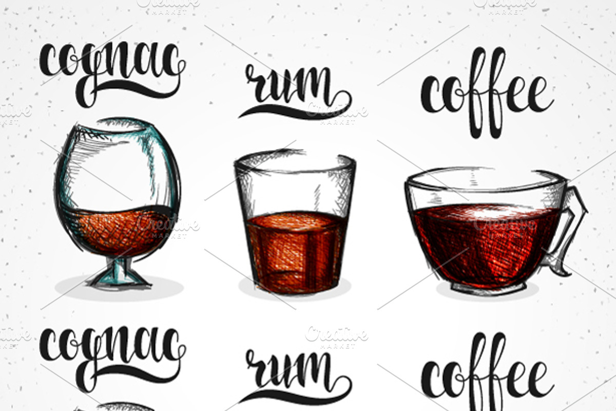 Color cognac in glass and calligraph, an Object Graphic by Vectorist