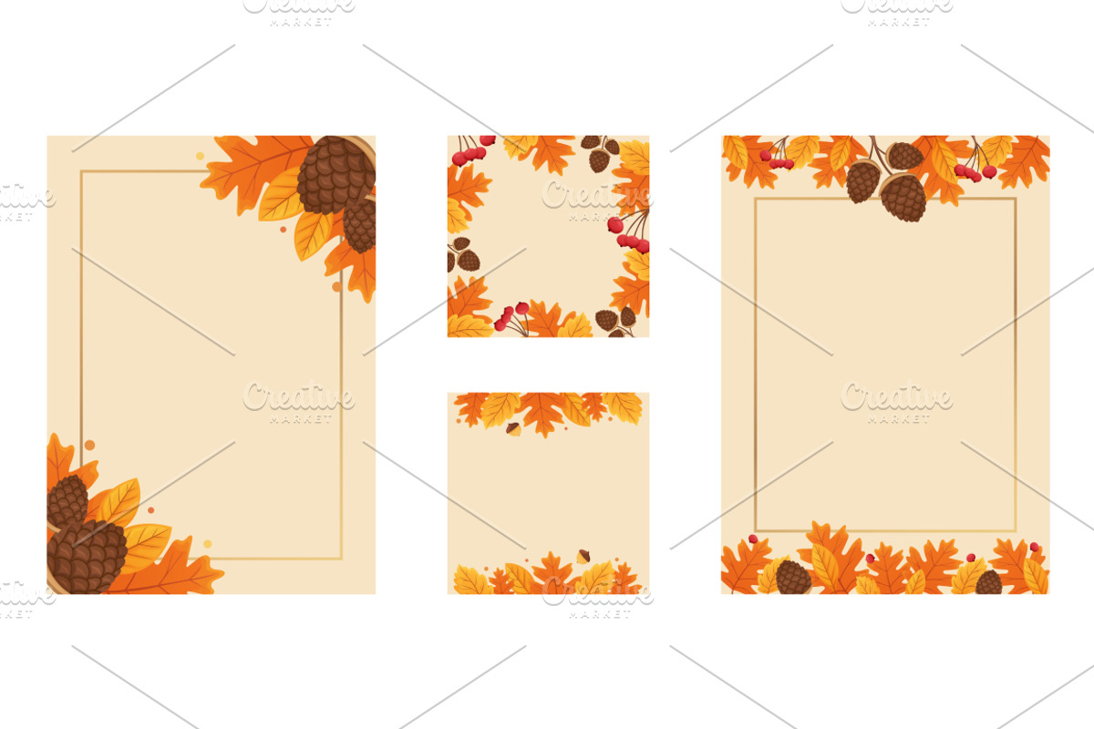 Autumn Frames Set. Thanksgiving card, a Seasonal Illustration by AnnMsl Lab