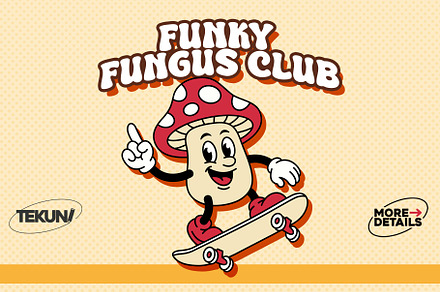 Retro Mushroom Cartoon Character Set