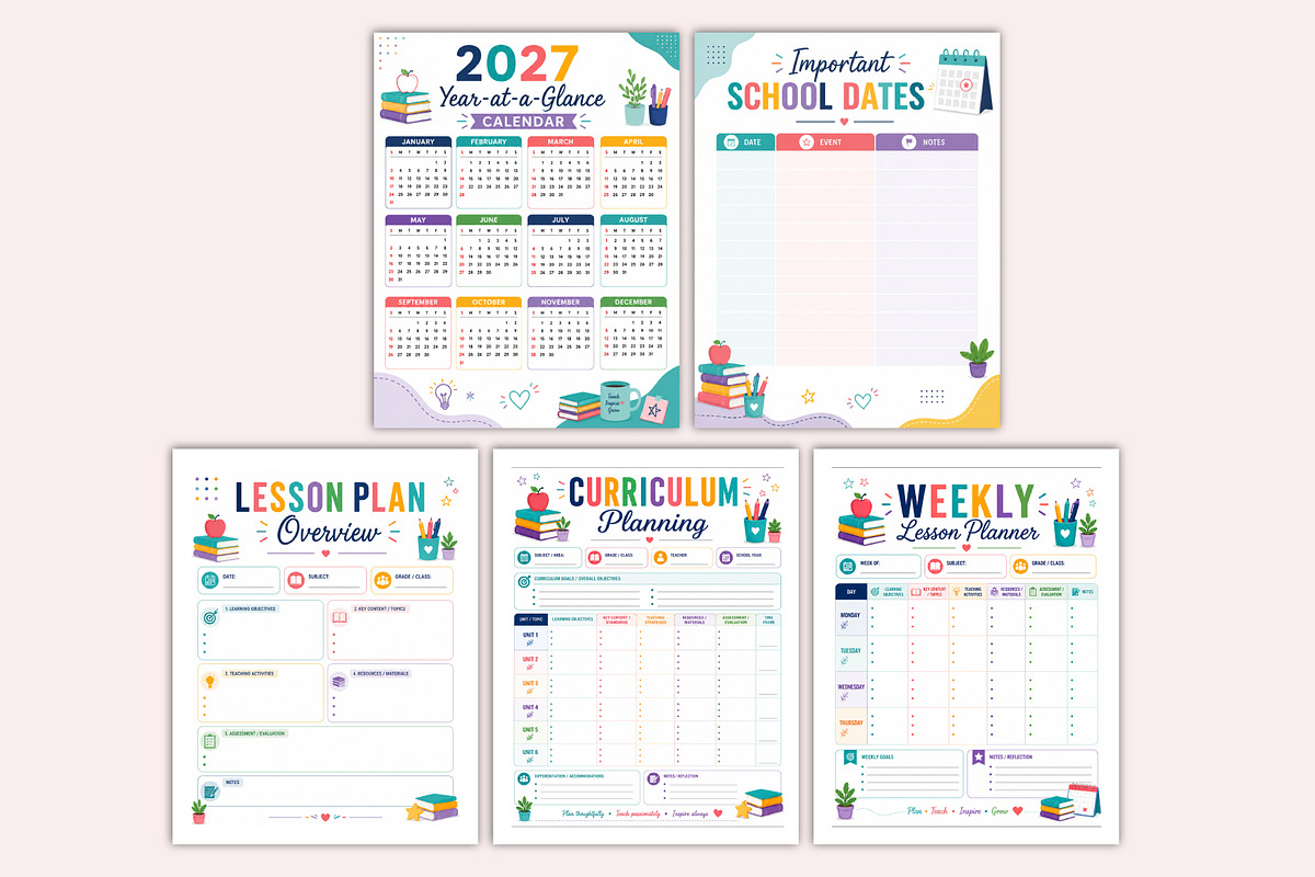 2027 Teacher Planner, a Stationery Template by Shumaya (Photo 4 of 5)