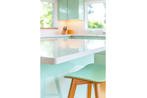 Modern mint green kitchen with, an Architecture Photo by Lermont51