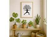 Yoga Tree Silhouette Warrior Pose, a Background Graphic by LaseredNinja (Thumbnail 6 of 7)