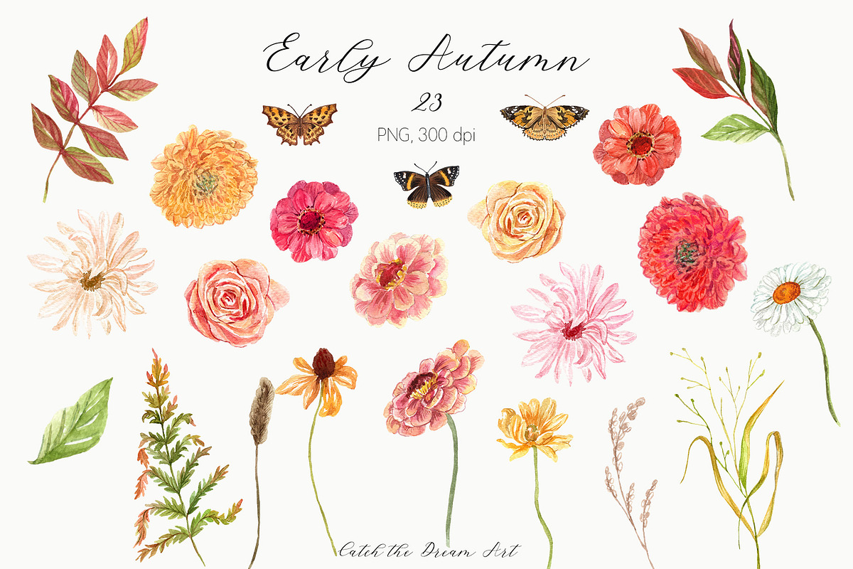 Early Fall Floral Pumpkin Watercolor, a Seasonal Illustration by Catch the Dream Art (Photo 7 of 13)