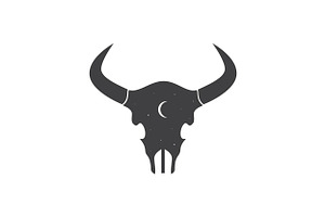 Cow Skull Black With Crescent Logo