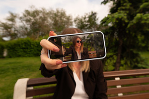 Close-up of woman taking selfie, a Person Photo by Elena Vagengeim
