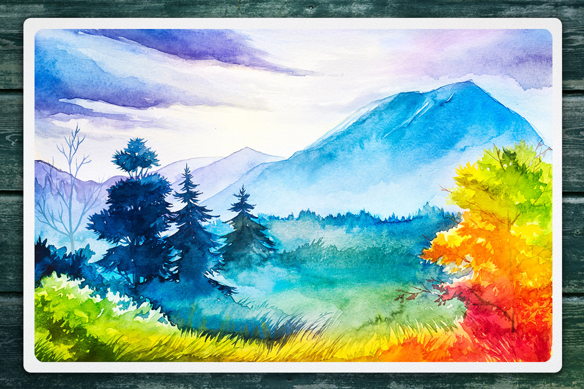 Autumn watercolor landscapes, an Illustration by AlexGreenArt (Photo 5 of 11)