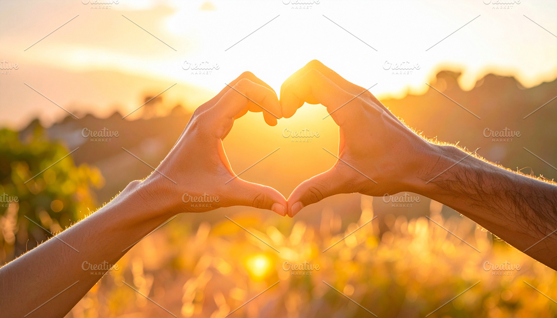 Hands forming heart at sunset, a Person Photo by Davizro's Market