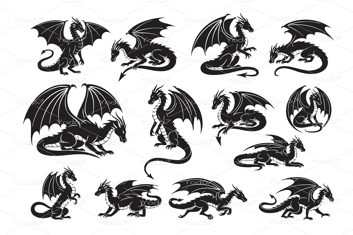 Mythical and powerful dragon vector, an Animal Illustration by yod67