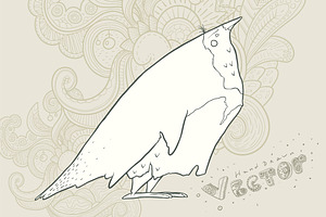 Hand drawn vector retro cartoon bird