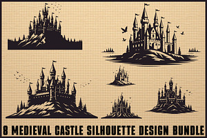 Medieval Castle Silhouette Bundle, an Illustration by hafijul