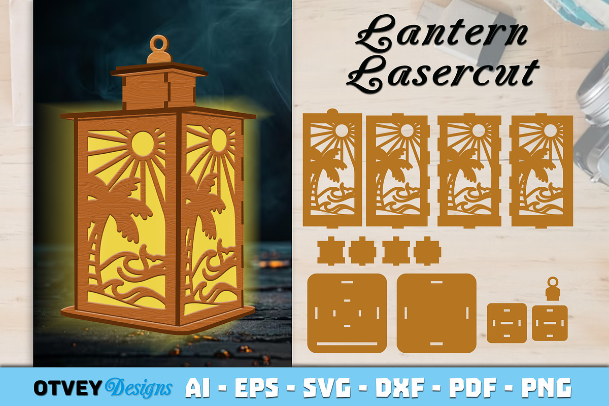Beach Sunset Lantern Lasercut, an Object Graphic by OTVEY DESIGN (Photo 3 of 13)
