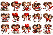 Whimsical Valentine Couple Clipart, an Illustration by OK Design (Thumbnail 3 of 6)