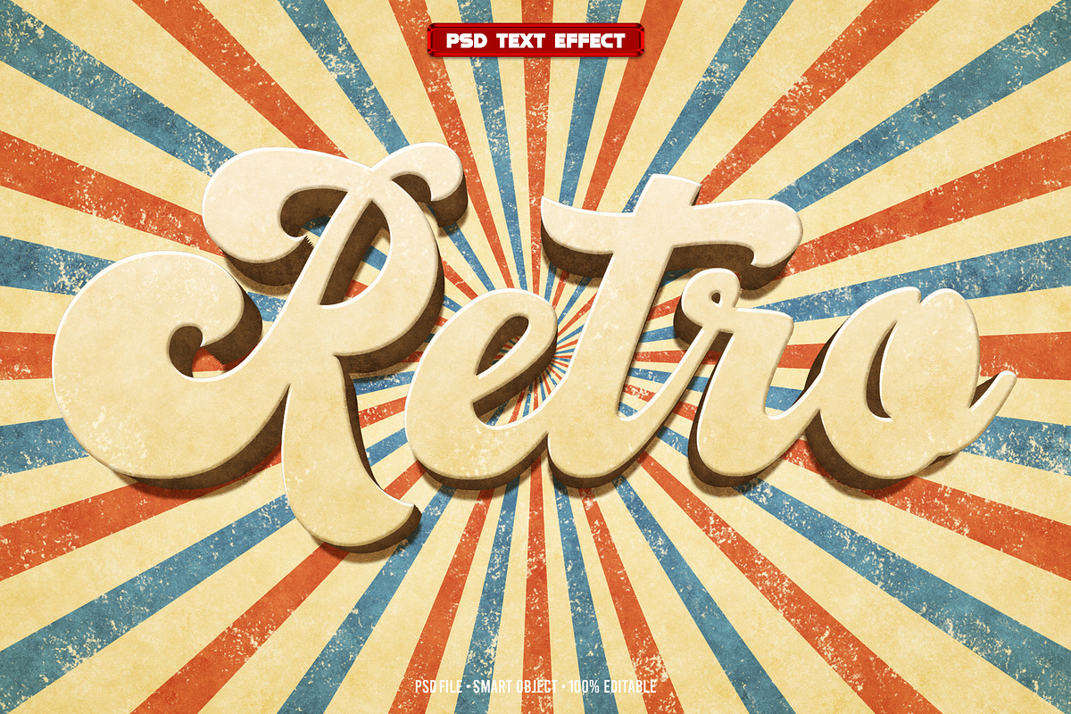 Retro 3D editable text effect, a Layer Style Add-On by Hello Muh