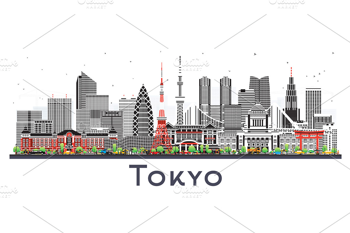 Tokyo Japan city skyline with color, an Illustration by Booblgum (Photo 3 of 3)