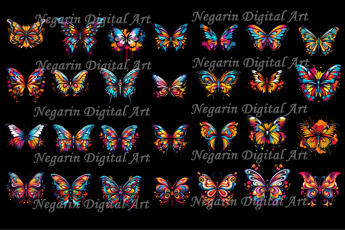 Watercolor Butterfly Logo Art, an Object Graphic by Negarin Digital Art (Photo 4 of 11)