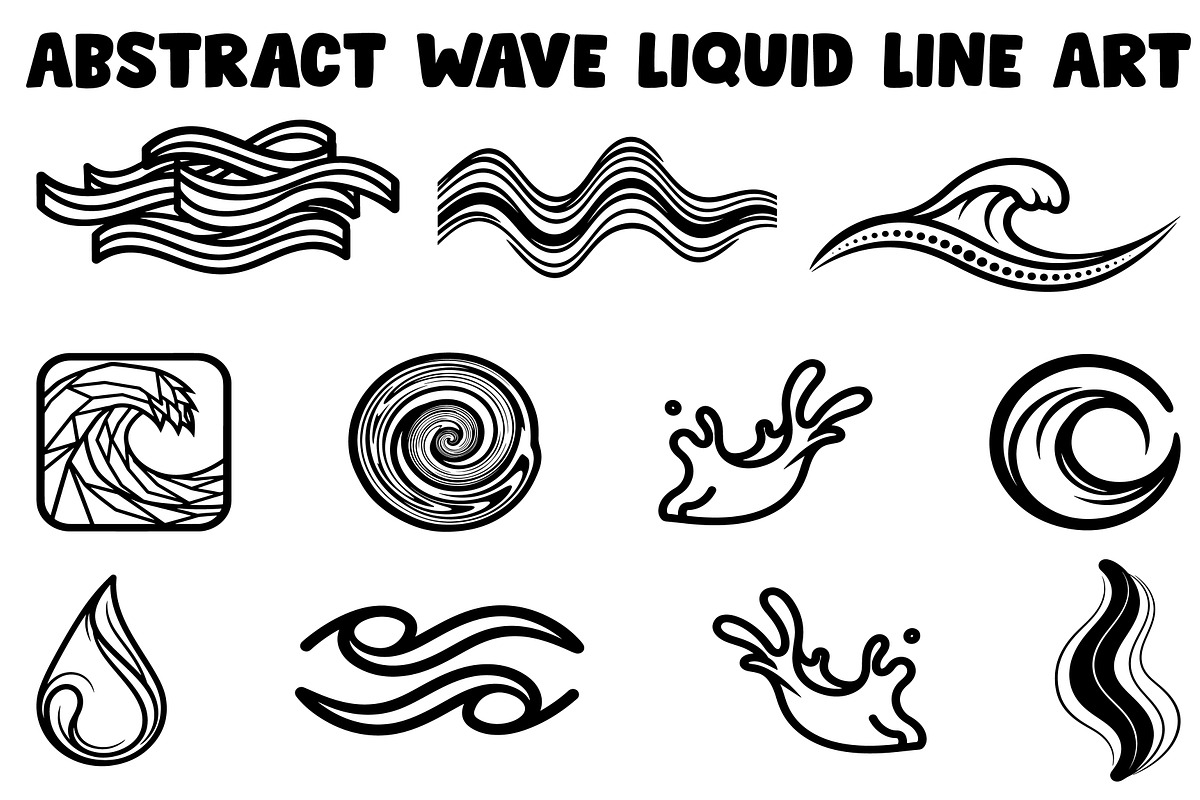 Abstract Wave Liquid Line Art, an Illustration by Gfx_Store (Photo 1 of 11)