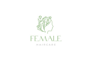 Female Face With Vines Leaves Logo