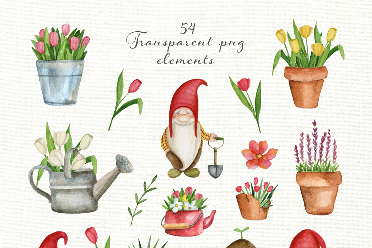 Watercolor gnomes. Big bundle, an Illustration by JuliaBadeeva (Photo 15 of 27)