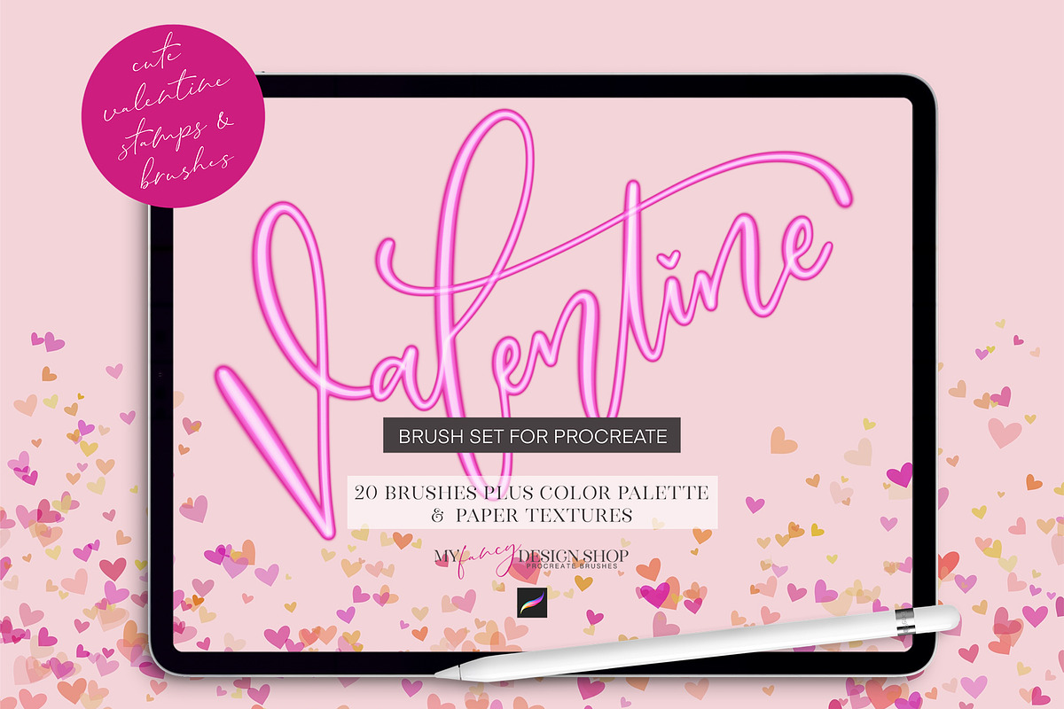 Procreate Valentine Brush Set, a Brush Add-On by My Fancy Design Shop (Photo 1 of 11)
