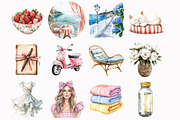 Watercolor Summer Chic Clipart, an Illustration by Design Market (Thumbnail 2 of 5)