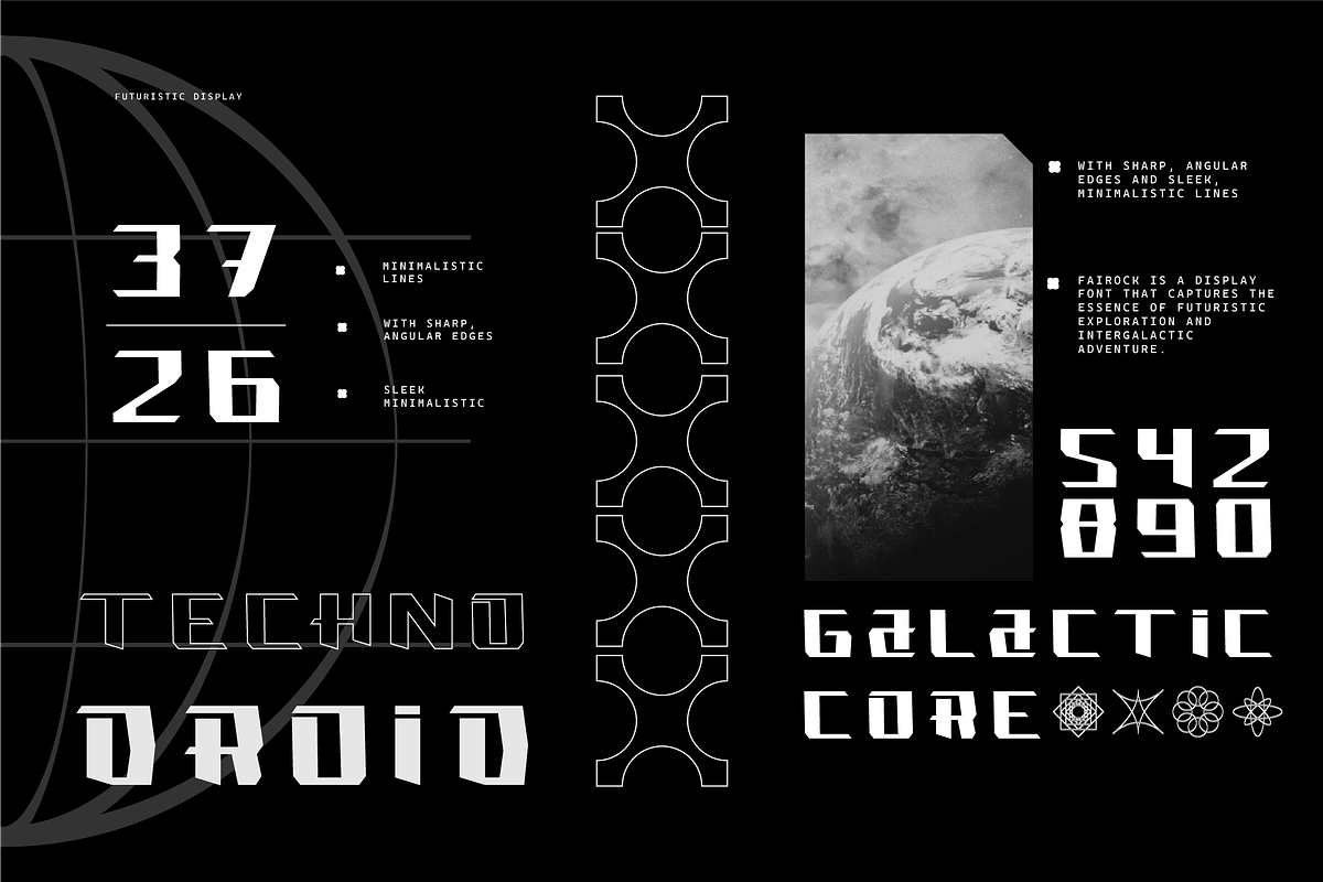 VB Fairock - Futuristic Display Font, a Sans Serif Font by VALIANTBROTHA (Photo 9 of 11)