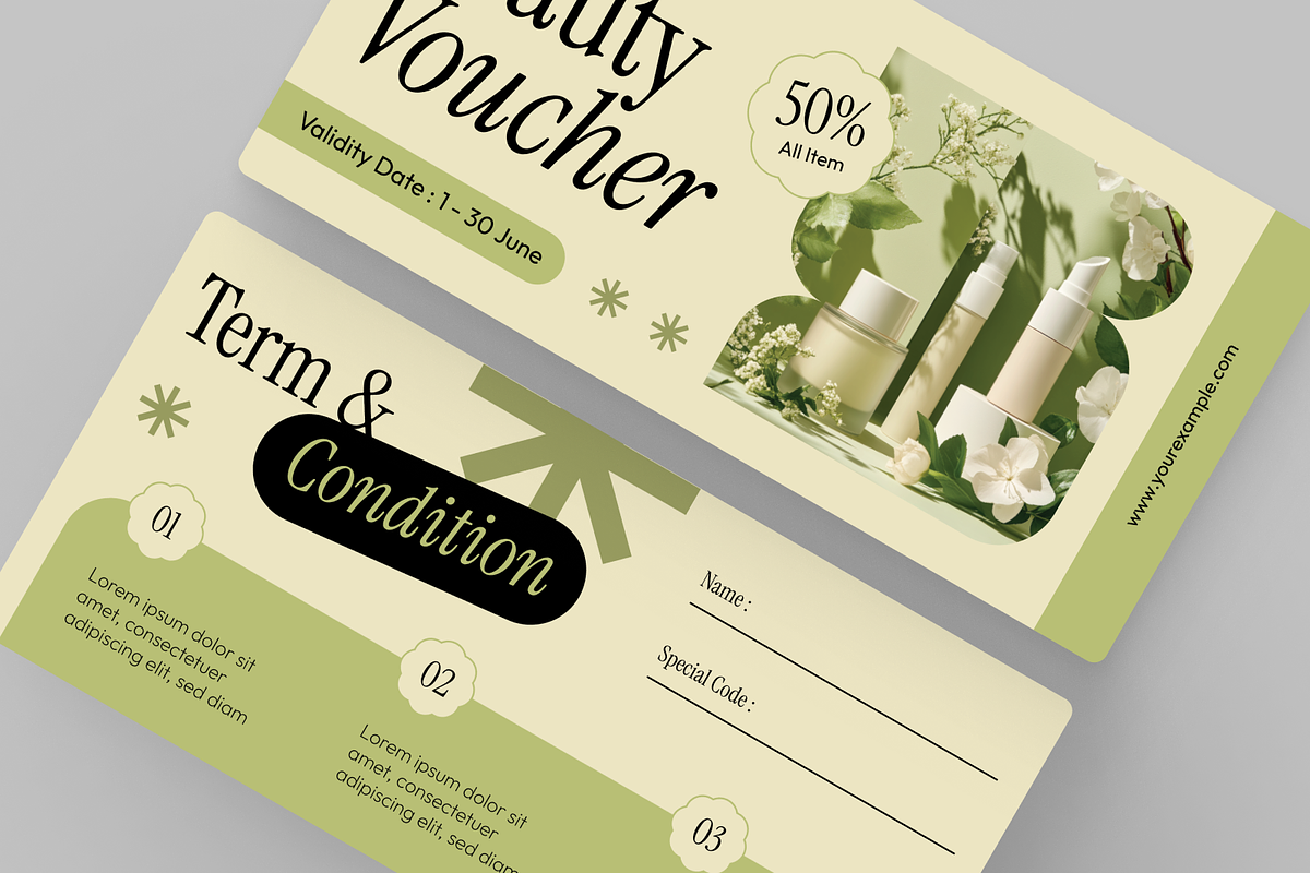 Beauty Skincare Gift Voucher, a Card Template by Annora Studio (Photo 6 of 6)