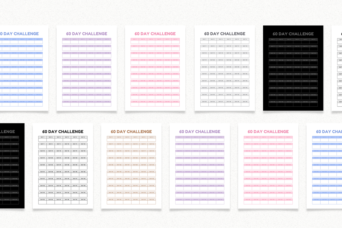 60-Day Challenge Tracker Printable, a Stationery Template by The Chaos Project (Photo 2 of 10)
