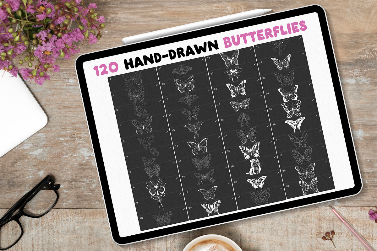 120 Butterfly Procreate Stamps, a Brush Add-On by Nuclear Brushes (Photo 4 of 10)