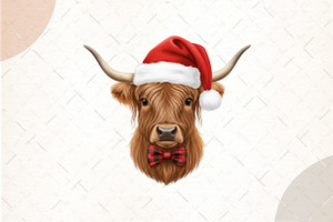 Christmas Coquette Highland Cow png, an Illustration by Watercolor design