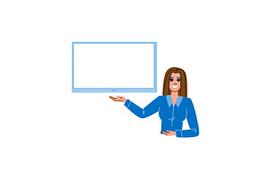 Businesswoman showing big blank, a Person Illustration by pikepicture