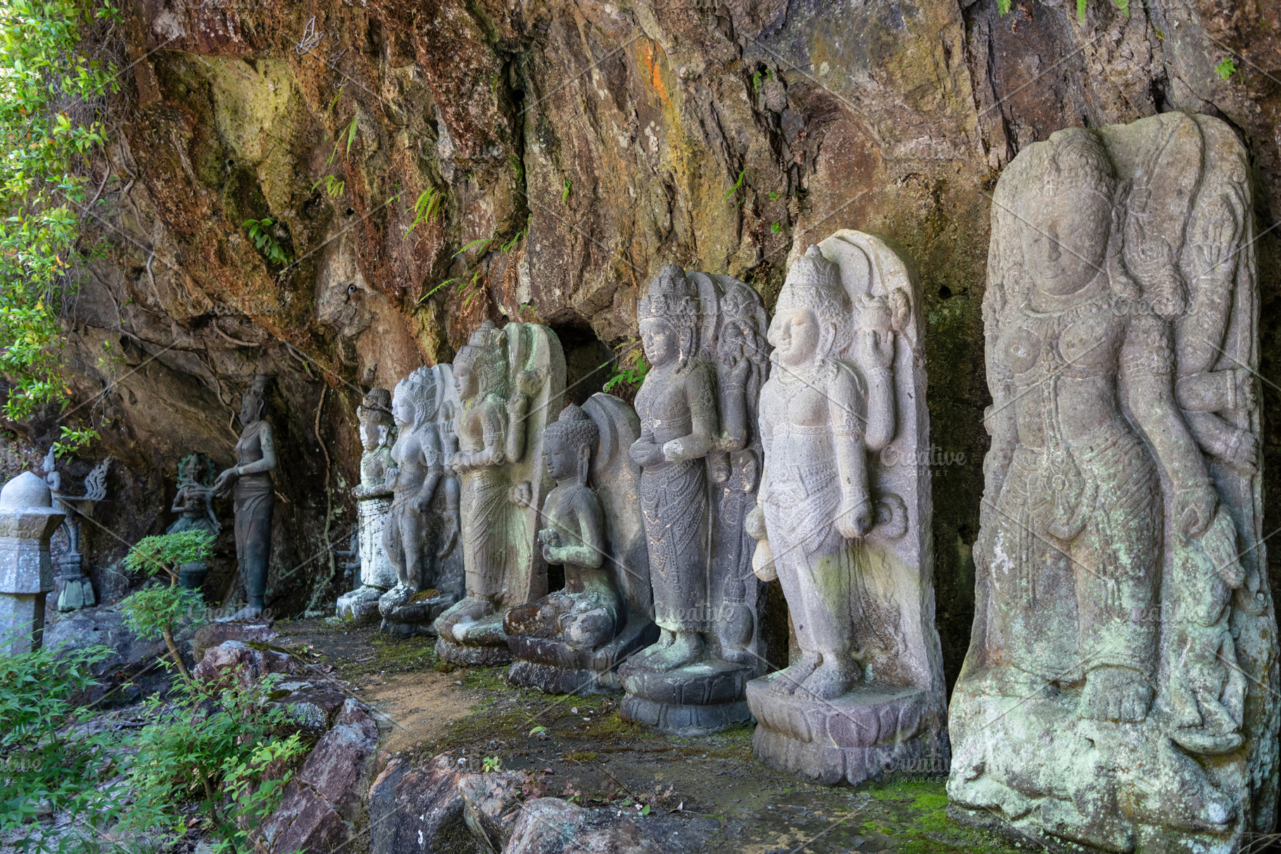 Buddhist statue group at Mitaki-Dera temple in Hiroshima, Japan, an Arts & Entertainment Photo by GoodGoods