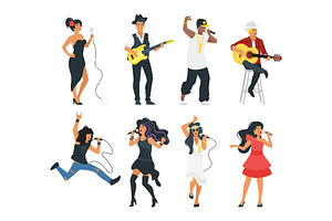 singer with microphone and musician
