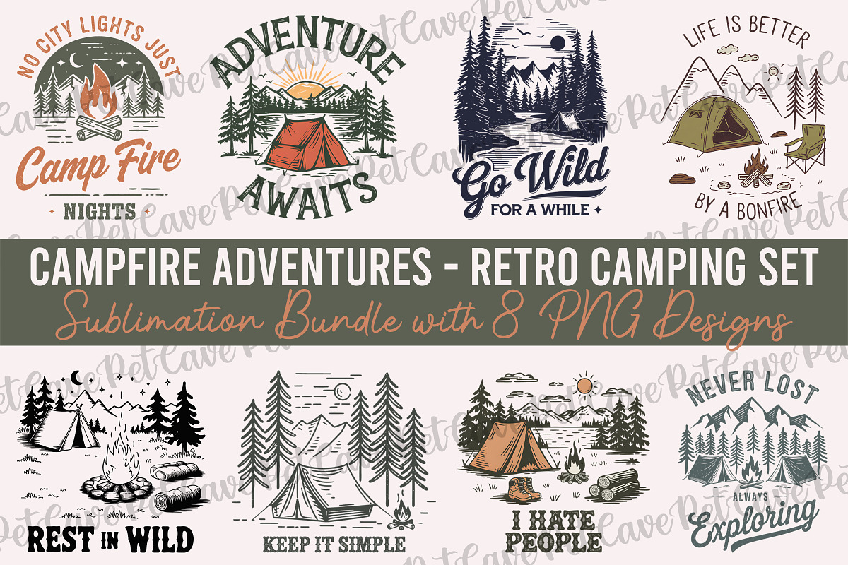 Campfire Adventures Camping Bundle, a Graphic by Pet Cave (Photo 1 of 9)