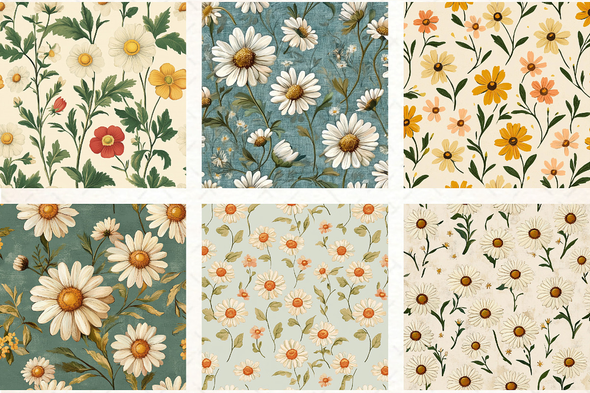 Cottagecore Daisy Flower Pattern, an Illustration by DreamCafeArt (Photo 2 of 3)