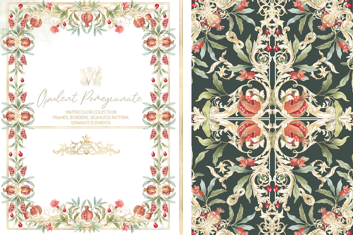 Watercolor Pomegranate collection, a Decorative Illustration by WonderWonder (Photo 4 of 12)