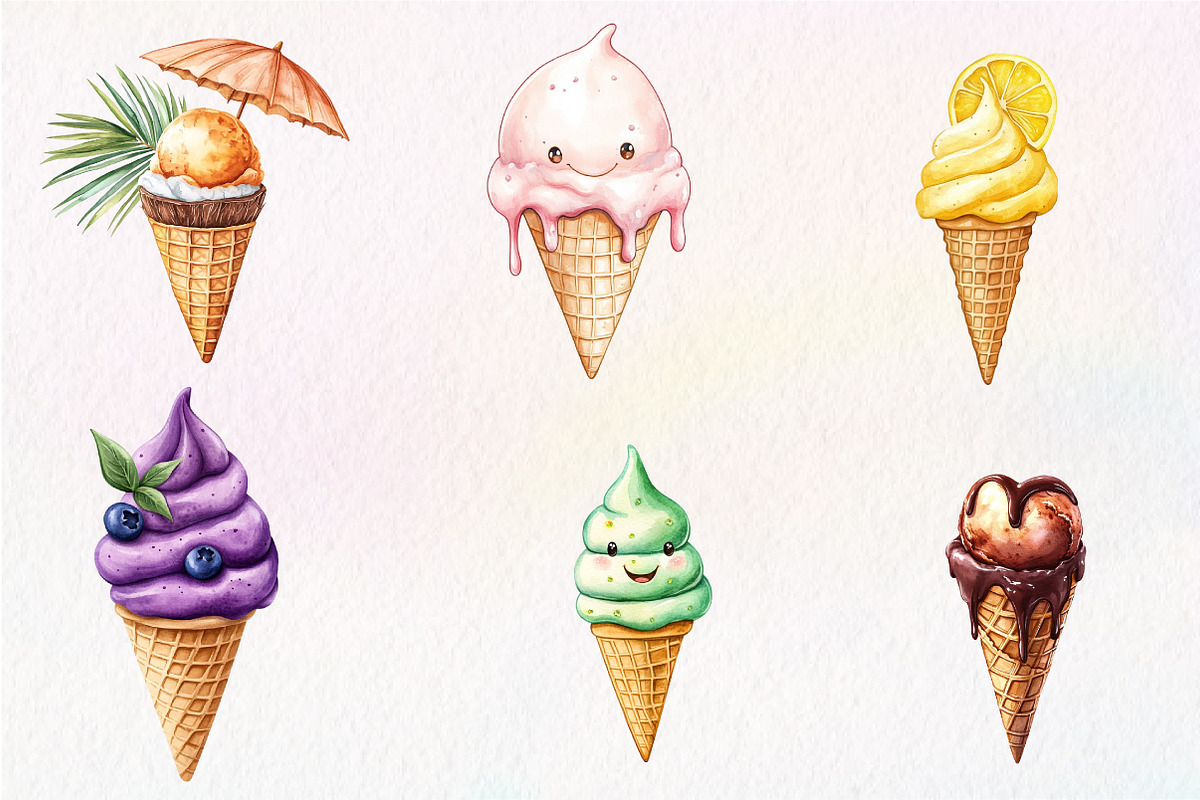 Ice Cream Cone Clipart, an Illustration by CreationArt (Photo 3 of 9)