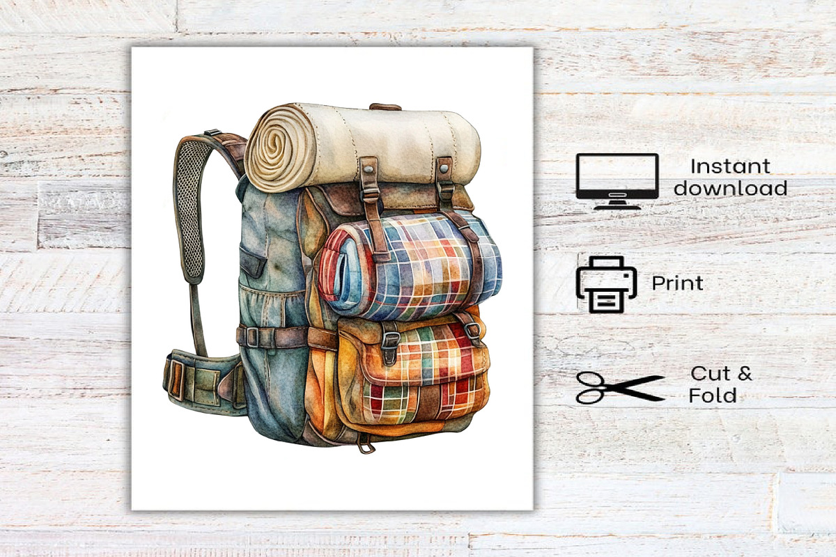 Vintage Retro Camping Clipart, an Illustration by Canvas Craft (Photo 8 of 8)
