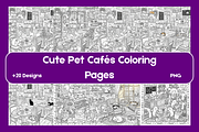 Cute Pet Cafe Coloring Pages, an Animal Illustration by BerryPieArt (Thumbnail 1 of 3)