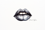 Black Elegant Lips Watercolor, an Object Illustration by New-School-Wave (Thumbnail 2 of 5)