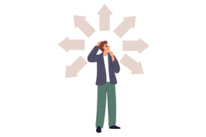 Young man puzzled by difficulty of, a Person Illustration by Vectorbuum