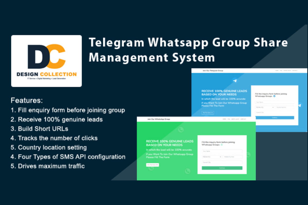 Telegram Whatsapp Group Share Manage, a Bootstrap Template by Design Collection (Photo 1 of 4)