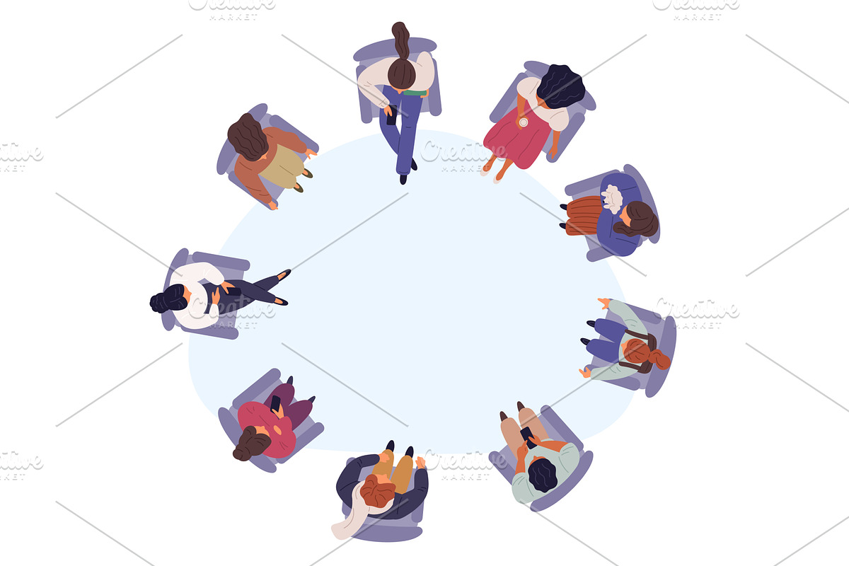 Group therapy. People sitting in, a Person Illustration by Vectorbuum