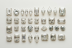 A collection of various diamond cuts arranged neatly on a light background. The, an Arts & Entertainment Photo by Textures & Backgrounds