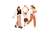 Families with kids celebrating set, a Person Illustration by PaperTrident (Thumbnail 5 of 7)