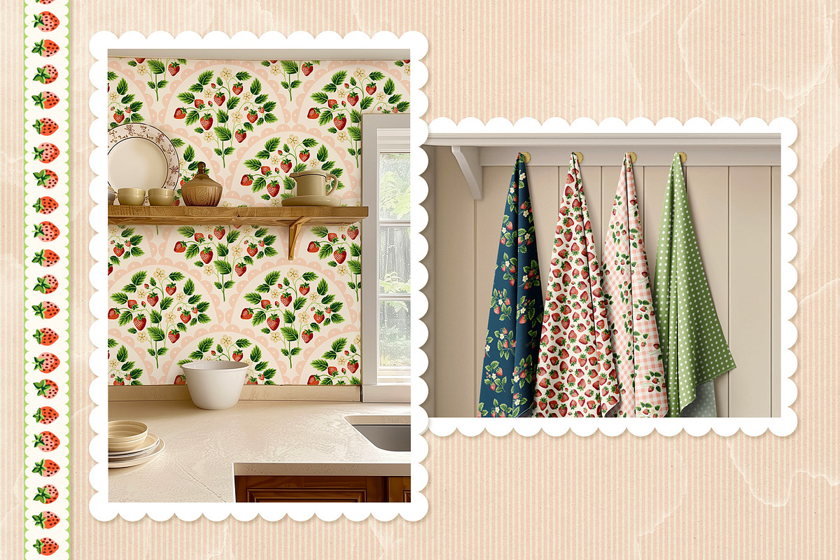Cottage Strawberry Clipart & Pattern, a Pattern Graphic by PATTERNS etc. (Photo 3 of 16)