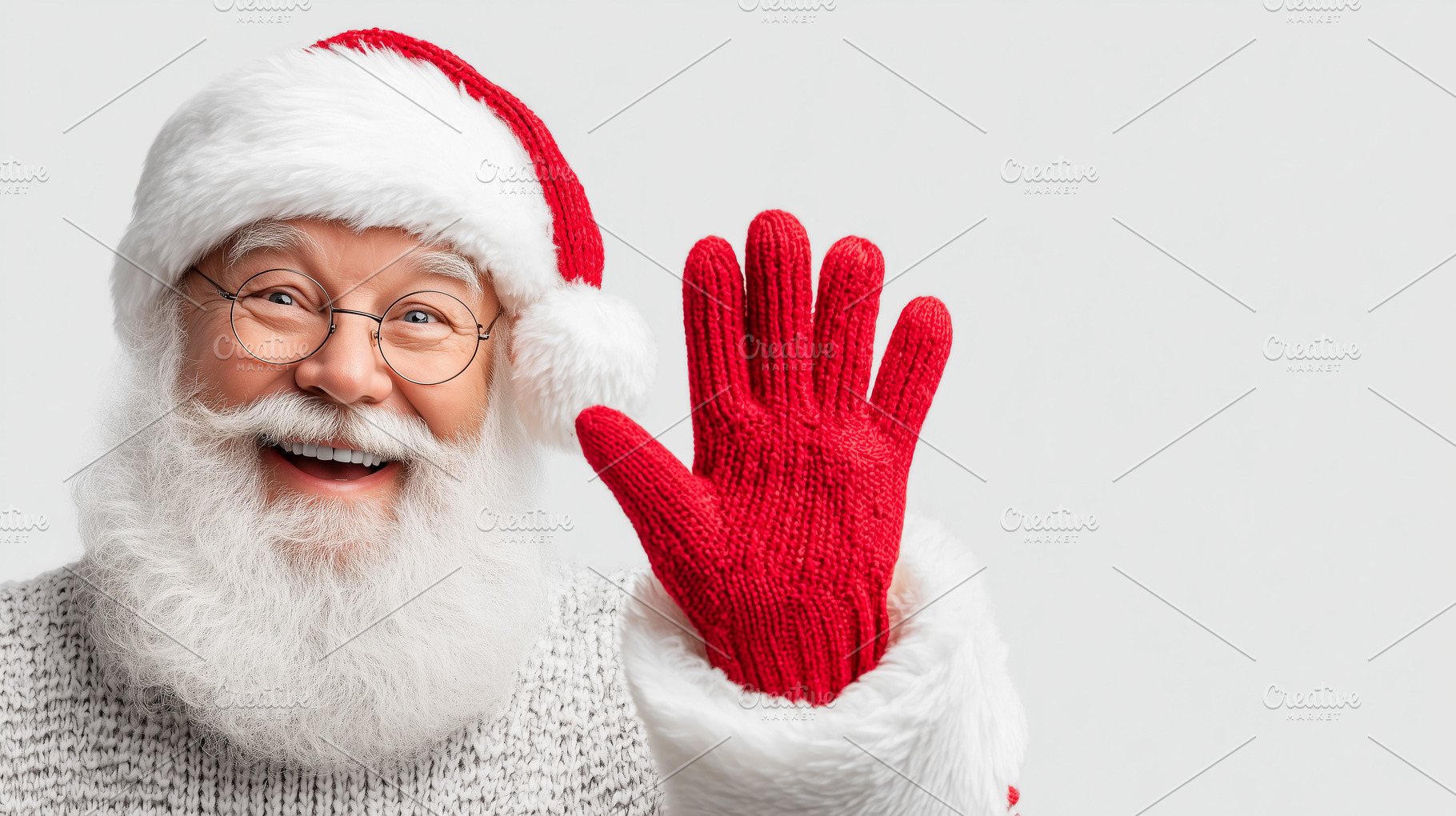 Smiling Santa Claus waving happily, a Holiday Photo by MistyDay
