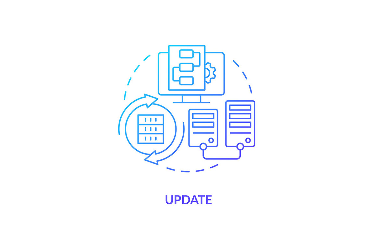 Update blue gradient concept icon, an Icon by IMG Visuals